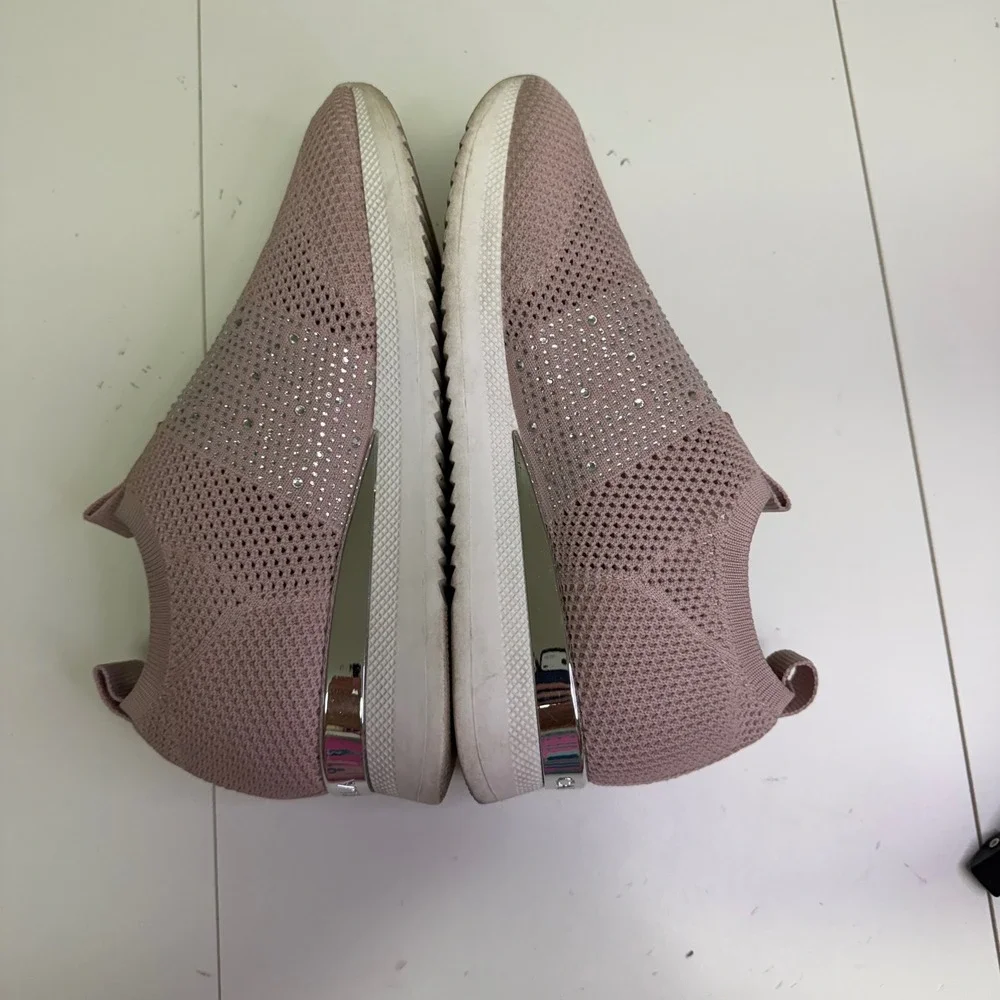 Carvela Jeo Embellish Knit Slip On Sneaker Pink Rhinestone Platform W Sz 39 8.5‎